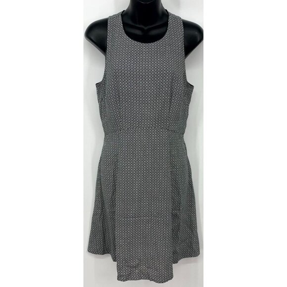 Banana Republic Women Dress Size 4 Black White Geometric Sleeveless Zip Shift - Picture 1 of 6